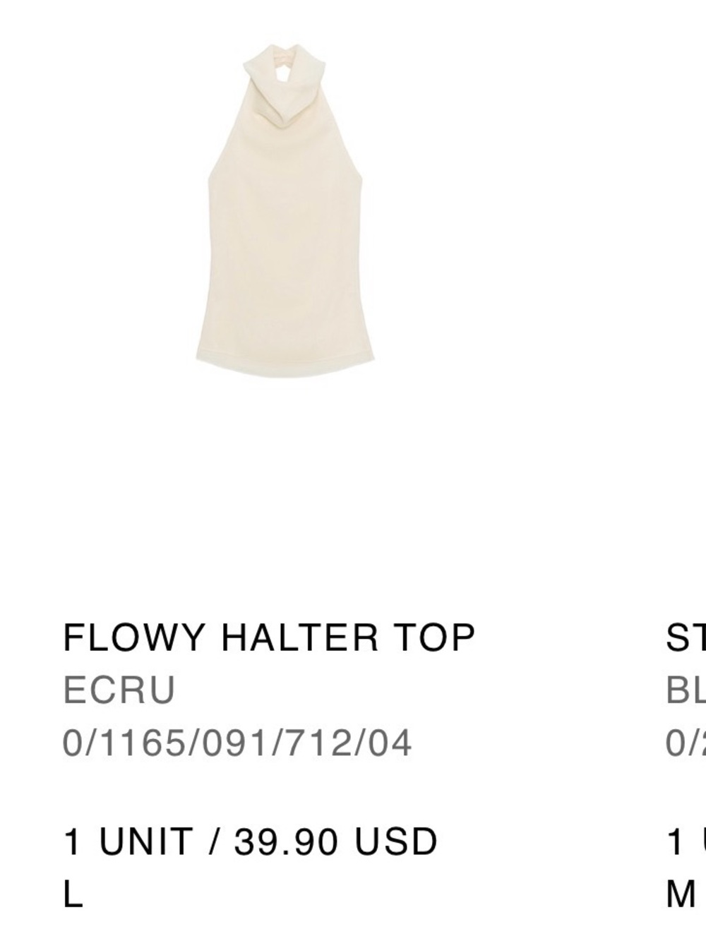 Zara Ecru Flowy Halter Top